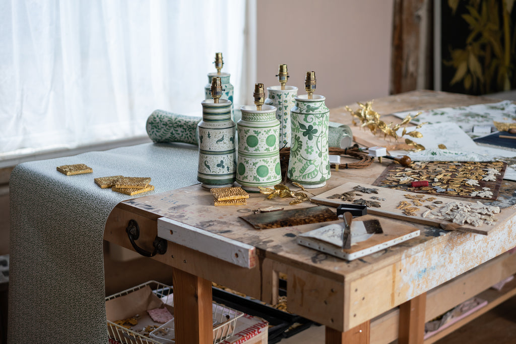 The Apothecary Table Lamps pictured in Sophie Coryndon’s studio.